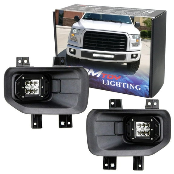 24W LED Fog/Lamp Driving Kit For 2015-20 Ford F-150 & 2017-20 Ford F-250 F-350, Includes (2) High Power Xenon White LED Pods & Set of Mounting Brackets
