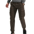 thumbnail image 2 of Men's Solid Casual Pocket Outdoor Elastic Waistbelt Jogger Drawstring Trousers Work Pants Capri Leggings For Men High Waist Short Side Pocket Leggings Mens High Waisted Leggings Athletica, 2 of 7