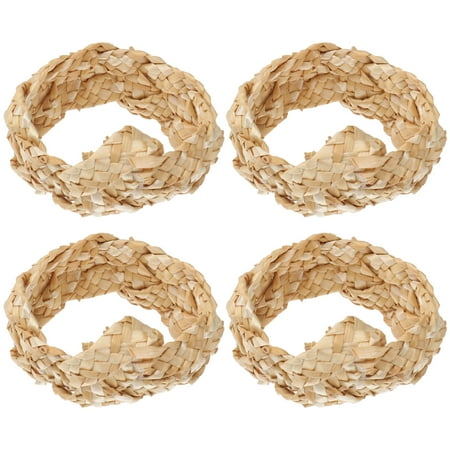 

4pcs Durable Straw Napkin Rings Straw Napkin Buckles Straw Napkin Table Rings