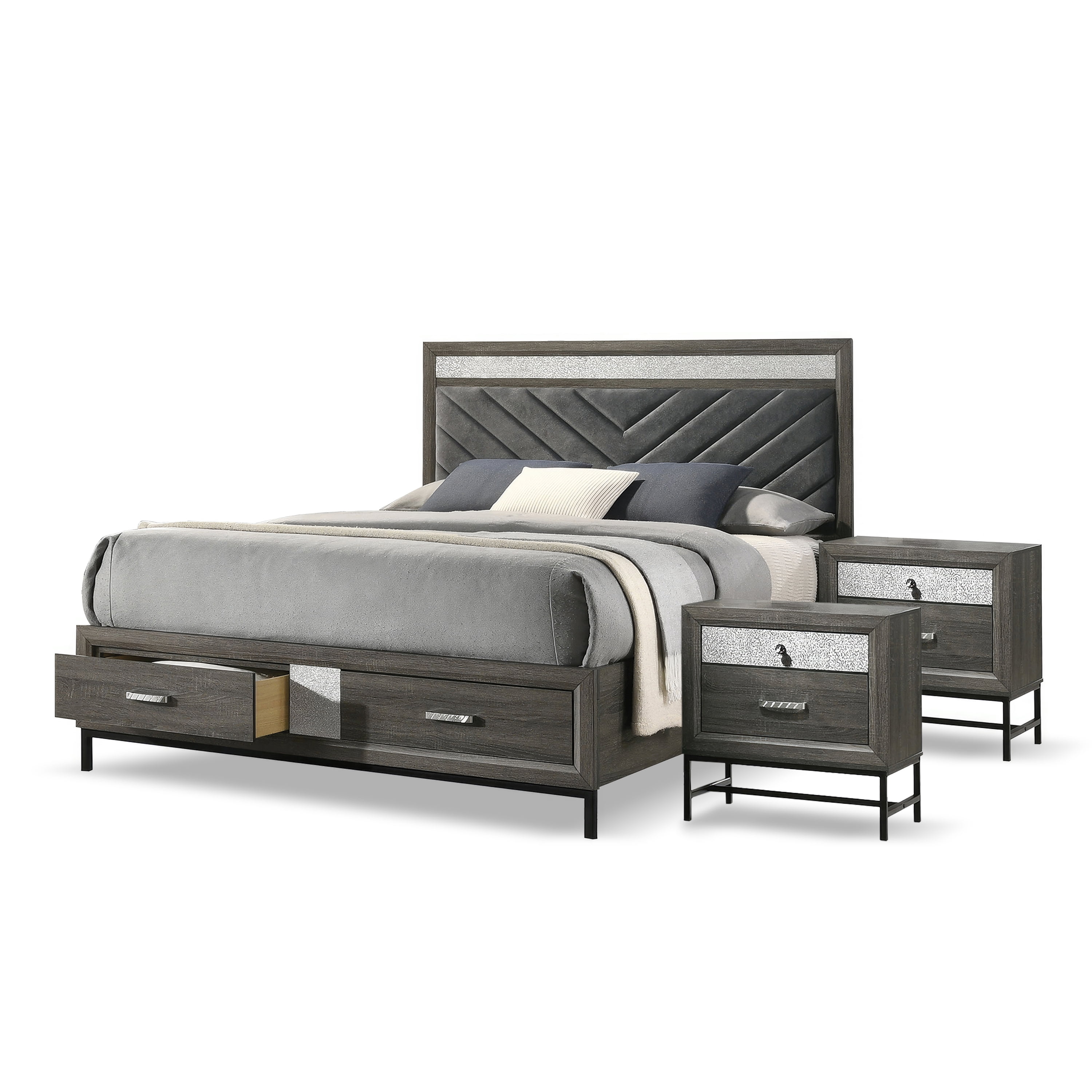 Furniture of America Joolen Wood Gray 3-Piece King Bedroom Set