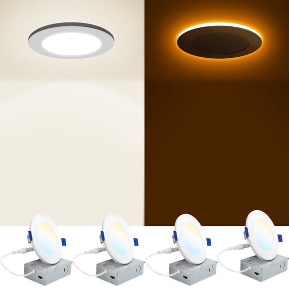 INCARLED 4 Inch LED Recessed Lights with Night Light, 9W 750LM, 4Pack Dimmable Ceiling Pot Lights, Easy Install, ETL Listed