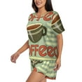 thumbnail image 2 of Picia Retro Cover For Coffee Pajamas Sets for Women Soft Short-Sleeved Pjs with Lounge Shorts Two Piece Sleepwear-, 2 of 9