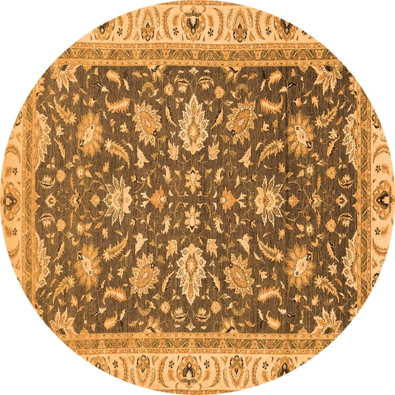 Ahgly Company Indoor Round Oriental Orange Traditional Area Rugs, 8' Round