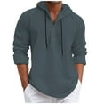 thumbnail image 2 of CQONEPT Mens Cotton Hoodies Dressy Casual Drawstring Sweatshirts V Neck Pullover Tops Fashion Hooded Gray S, 2 of 6