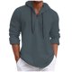 thumbnail image 2 of pstuiky camisas de manga larga para hombre, Blusa con capucha de manga larga con botones y cordón ajustable para hombre top de hombre m, 2 of 6