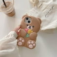 thumbnail image 2 of Case for iPhone X/XS Case Funny Phone Case Cute iPhone Case Flower Teddy Bear Kawaii Creative Soft Rubber Bumper Shockproof Cover Protective Case Cover for Women Girls Brown, 2 of 14