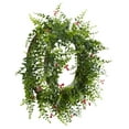 thumbnail image 2 of Nearly Natural 18" Floral & Fern Double Ring with Twig Base Floral Plastic Artificial Wreath (Assorted Colors), 2 of 5