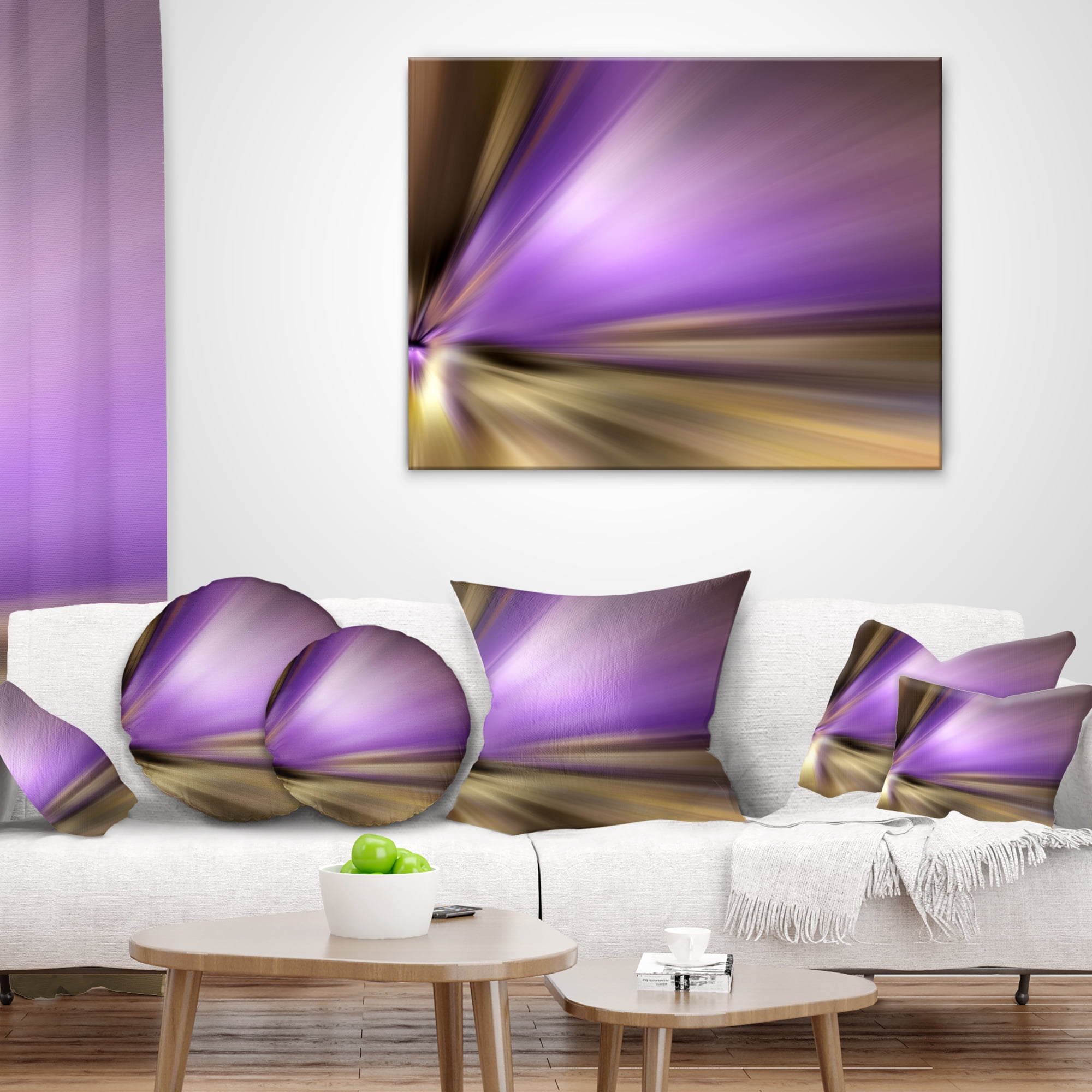 Designart Bright Purple Shade Upward - Abstract Throw Pillow - 12x20