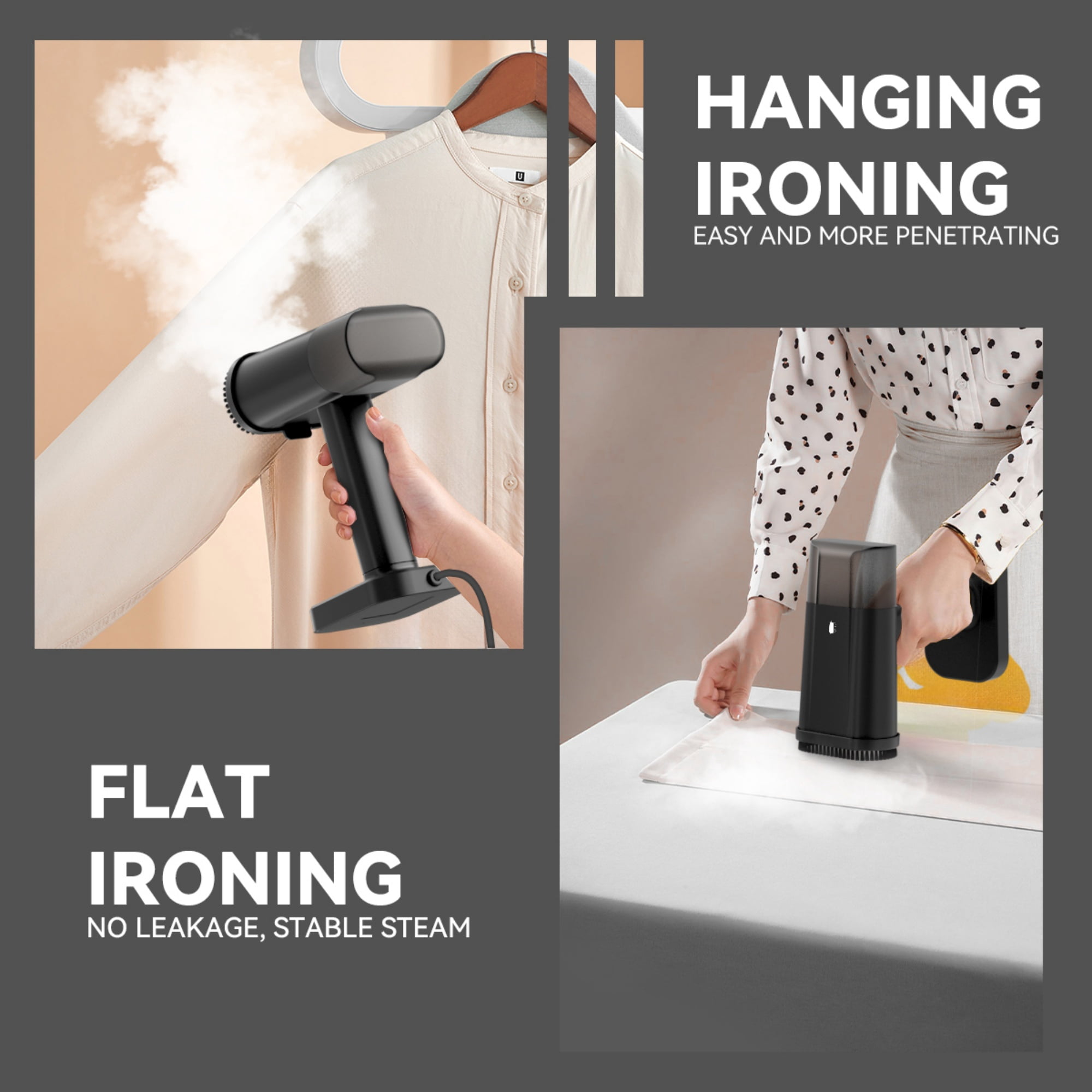 INSMART Travel Steamer for Clothes,1300W Travel Size Garment Steamer,Horizontal & Vertical Steaming with 170mL Water Tank, Steamer & Iron 2-in-1, 3 Steam Modes for Home, Office & Travel