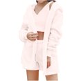 thumbnail image 2 of Usmixi Loungewear Set for Women Womens Fleece Pajamas Sets Cozy Fluffly Plush 3 Piece Outfits Fuzzy Cardigan Coat Tank and Shorts Homewear Sets Sleepwear Lounge Matching Sets Under $10, 2 of 6