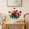 thumbnail image 6 of MMJ Artificial Flowers Small Potted Plant 7.1x4.7x3.1in Faux Foliage in Fence Planter for Desk Shelf, 6 of 6