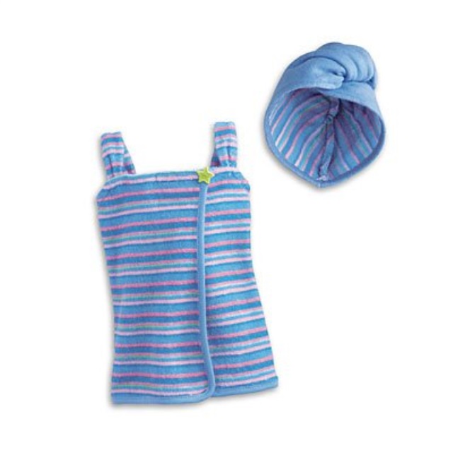 american girl bath wrap set for dolls + charm