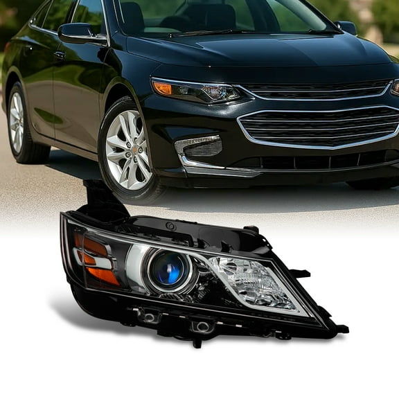 AKKON - Fits 2014 2015 2016 2017 2018 2019 2020 Chevy Impala [Halogen Style] Projector Black Headlight Passenger Right Side Headlamp