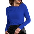 thumbnail image 1 of Yuyuzo Chemises à Manches Longues pour Femmes T-Shirts Décontractés Col Rond Confortables Couleur Unie Basiques, 1 of 4