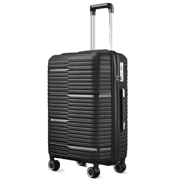 TRAVLR Valise Cabine 20 Pouces à Roulettes, 100 % PP, Résistante aux Chocs, Légère, Extensible - Noir