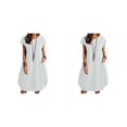 thumbnail image 2 of Sonducket Vestido de mujer de poliéster Jersey de color sólido Reemplazo Casual Transpirable Doble bolsillo Vestidos para niñas Ropa blanca Blanco S 2Conjunto, 2 of 6