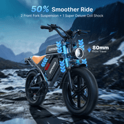 DEEPOWER Electric Bike for Adults, 2000W Peak Motor& 32MPH Electric Dirt Bike,48V 60AH Battery, 70-160 Max Miles,Dual Suspension Ebikes for Adults, 20 Fat Tire E Bike