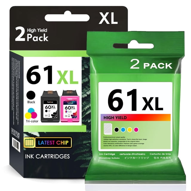 Cartuchos de tinta TANFENJR 61XL, paquete de 2, negro y tricolor
