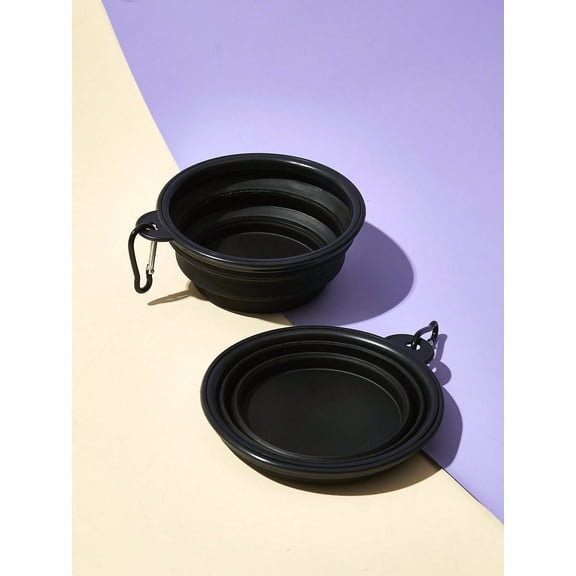 LJing Portable Folding Silicone Pet Bowl, Outdoor Dog And Cat Water Cup With Slow Feeder Design, Hanging Travel Bowl For Dogs And Cats (1pc)