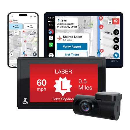 Cobra SC 200D 1600P Dash Cam + Rear Cam: 3" Screen, Live Alerts, Apple CarPlay® & Android Auto® Compatible Dash Camera (New)