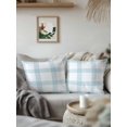 thumbnail image 2 of Outdoor Pillows Waterproof, Blue Checkered Throw Pillows with Inserts Included, Farmhouse Buffalo Plaid Watercolor Indoor Outdoor Decorative Lumbar Pillow for Bed/Couch/Patio 16"x16", 2Pcs, 2 of 8