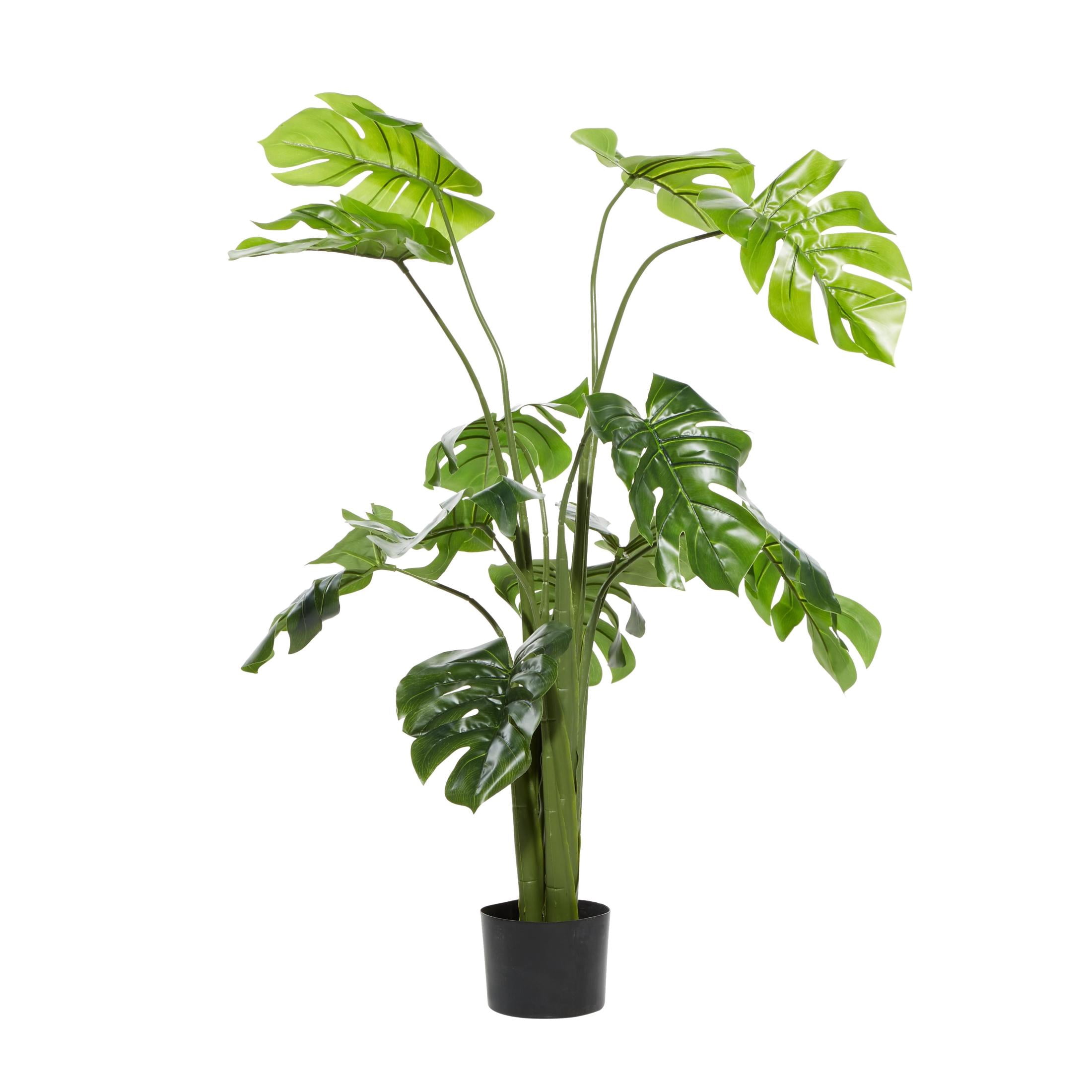 DecMode 48" Artificial Monstera Plant in Realistic Leaves and Black Plastic Pot