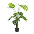 thumbnail image 6 of DecMode 48" Artificial Monstera Plant in Realistic Leaves and Black Plastic Pot, 6 of 9