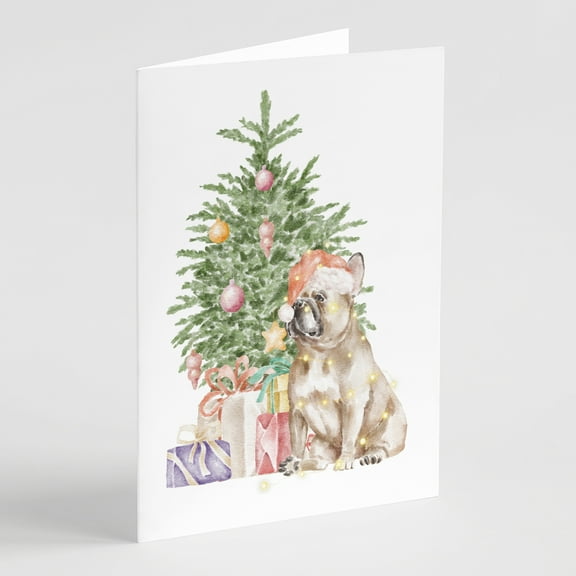 Carolines Treasures CK8183GCA7P French Bulldog Fawn Christmas Presents and Tree Greeting Cards and Envelopes Pack of 8 7