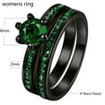 thumbnail image 5 of GYVAIN Black Gold Plated 1CT Green CZ Women Wedding Ring Sets Engagement Ring for Woman, 5 of 7