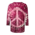 thumbnail image 5 of Aboser Vintage 60s Shirts for Women 3/4 Sleeve Hippie Tops Peace Sign Love Costume Shirt Loose Round Neck Blouses Trendy Tie Dye Tops, 5 of 5