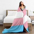 thumbnail image 5 of Blanket Transgender Pride Flag LGBT Fleece Blanket Foldrable Throw Blanket Washable Couch Sofa Fuzzy Blanket Reversible Plush Blanket Beach Blanket for Home Office, 5 of 6