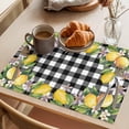 thumbnail image 3 of Yellow Lemon Placemats Set of 2, Black White Plaid Leaf Pink Flower Floral Non-Slip Place Mats Washable Table Mats for Kitchen Dining Table Decorations Indoor/Outdoor, 3 of 9