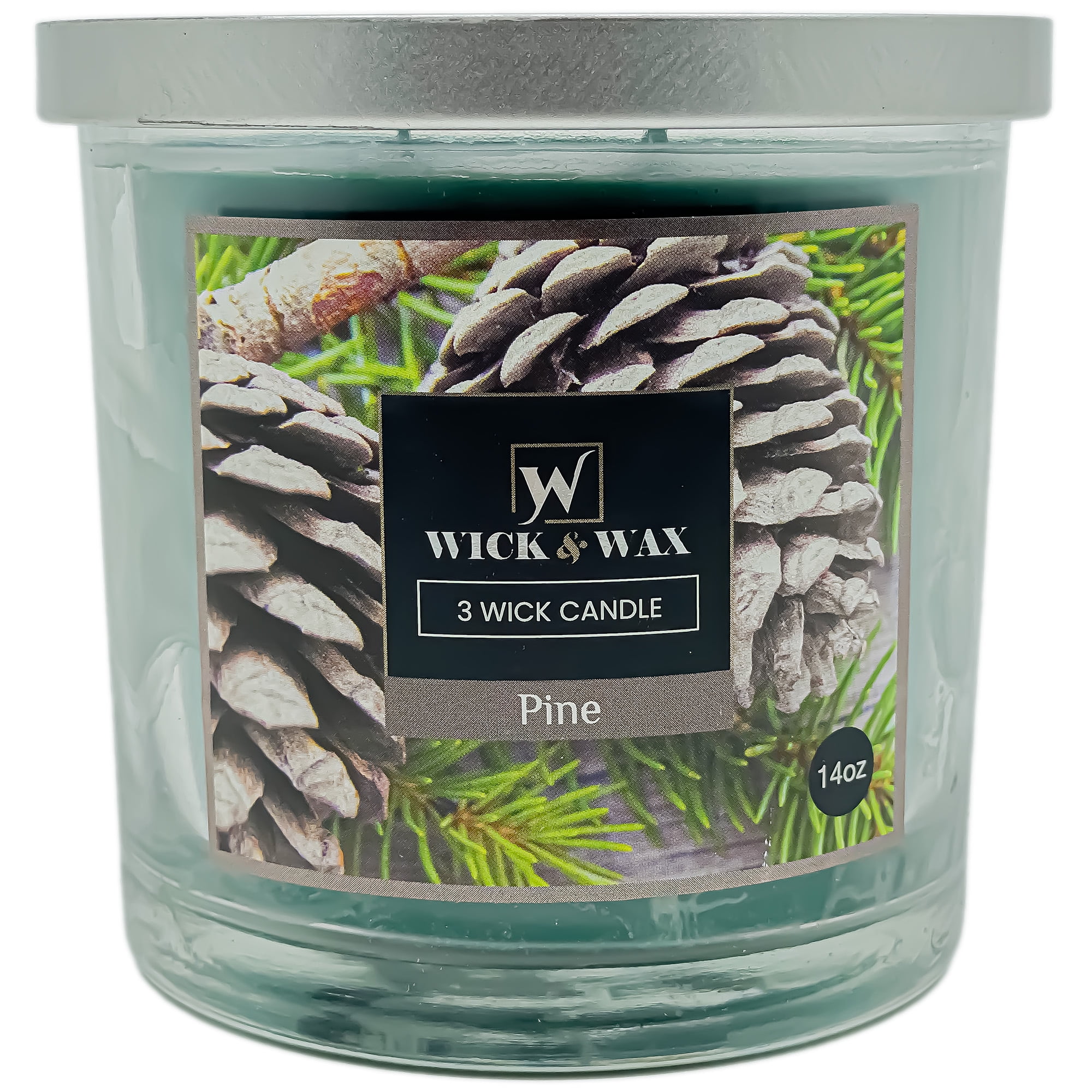 VeZee's 3 Wick 14 oz Pine Scented Jar Candles by Wick & Wax, Lift your spirits with the refreshing, pleasant fragrance:1 Case/ 6 Jars