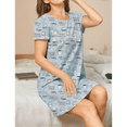 thumbnail image 4 of Camisones de Corta para Mujer, Camisetas de Dormir Estampadas para Mujer, Ropa de Dormir Café Gris XL, 4 of 7