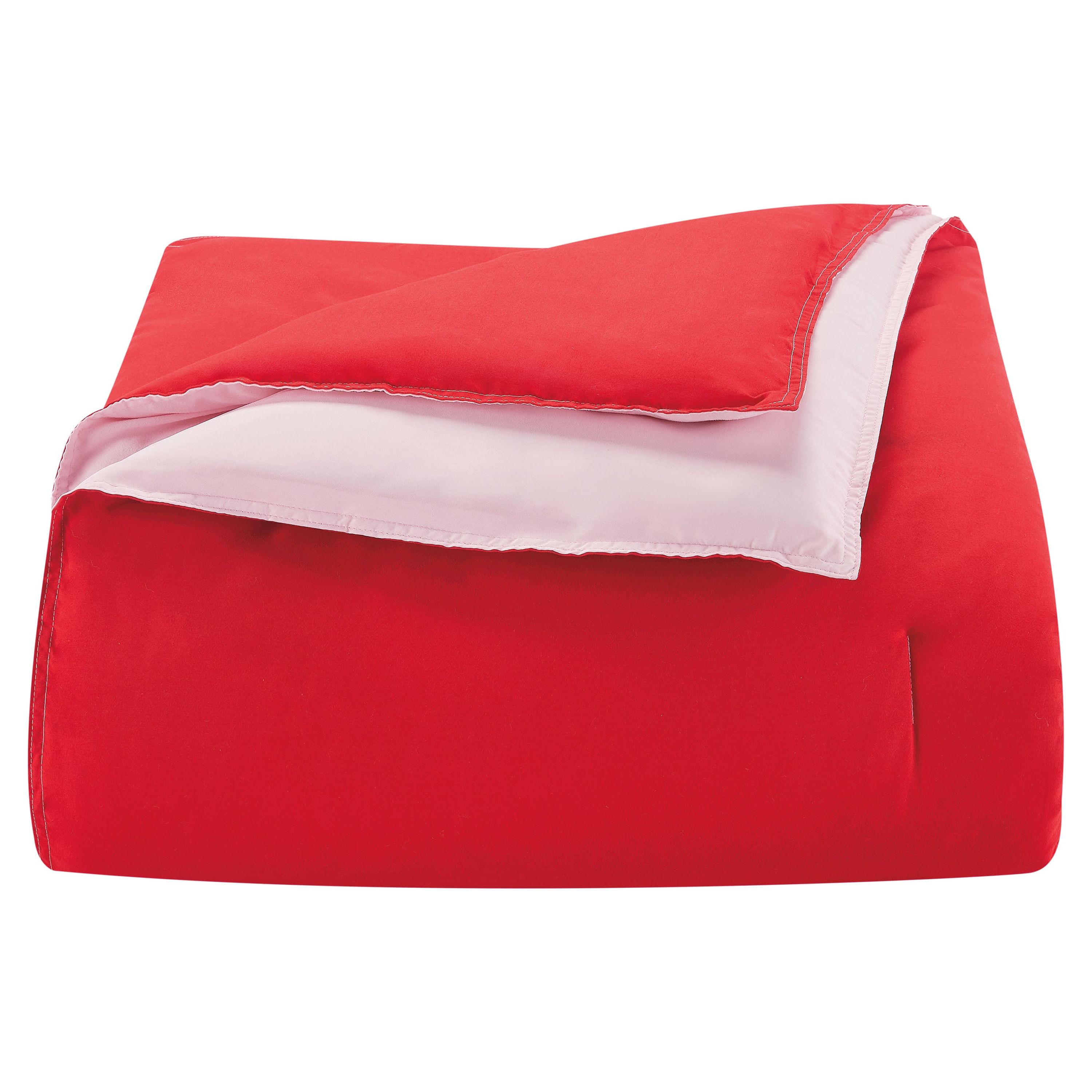 Red 3-Piece Reversible Comforter Set, Recycled Microfiber Bedding, Full/Queen, by Utica