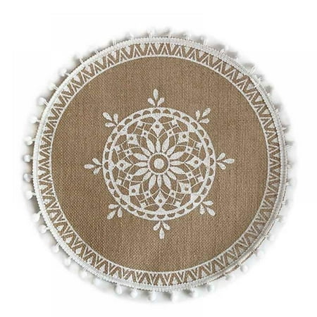 

Hand-woven Coaster Ins Style Cotton Linen Placemat Dining Table Insulation Pad Photo Prop Home Retro Jute Decorative Mats