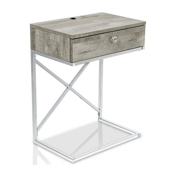 Bowery Hill Modern Wood 1-Drawer End Table in Light Gray Finish