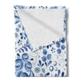 thumbnail image 2 of Vintage Blue Soft Flannel Fleece Blanket, Chinese Style Traditional Motif Floral Pattern with Berries Leaves, Cozy Plush for Indoor and Outdoor Use, 50" x 60", Cobalt Blue and White, by Ambesonne, 2 of 5