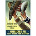 thumbnail image 2 of Anonymous 18x24 Gold Ornate Framed and Double Matted Museum Art Print Titled - Americans All - Lets Fight for Victory (1941-1945), 2 of 4