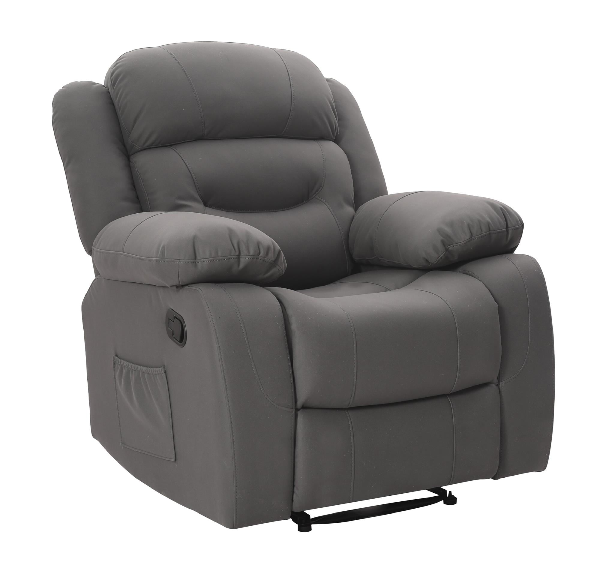 DHP Miller Recliner with Cupholder, Faux Microsuede, Gray