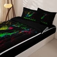 thumbnail image 3 of Castle Fairy Football Gamer Zipper Full Size Comforter Sets with Fitted Sheet and 2 Pillowcases, Graffiti Splash Zipper Bedding Set, Black Green Red,4pcs,Black Reversible, 3 of 6