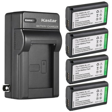Kastar 4-Pack Battery and AC Wall Charger Replacement for Panasonic DMW-BLJ31 DMW-BLJ31e Battery Panasonic LUMIX S1 LUMIX S1R LUMIX S1H DMW-BGS1R Cameras