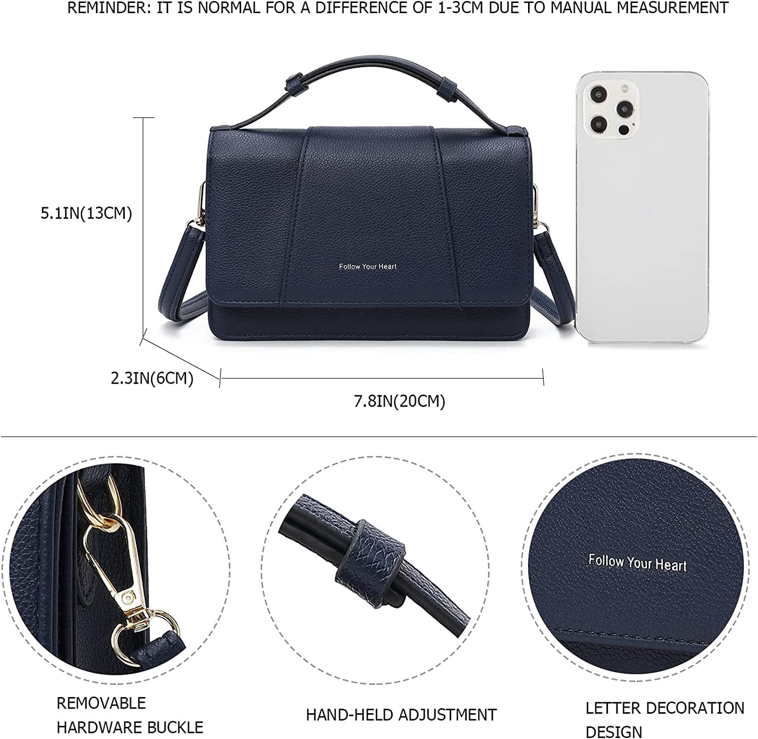 Small Crossbody Handbag for Women, Lightweight Shoulder Messenger Bag Clutch Purse Top Handle Phone Bag