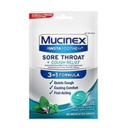 Mucinex InstaSoothe Sore Throat + Cough Relief Alpine Herbs & Mint Flavor, Fast Acting, Cooling Comfort, Powerful Sore Throat Oral Pain Reliever, 20 Medicated Drops