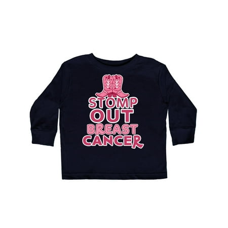 

Inktastic Stomp Out Breast Cancer with Pink Cowgirl Boots Gift Toddler Boy or Toddler Girl Long Sleeve T-Shirt
