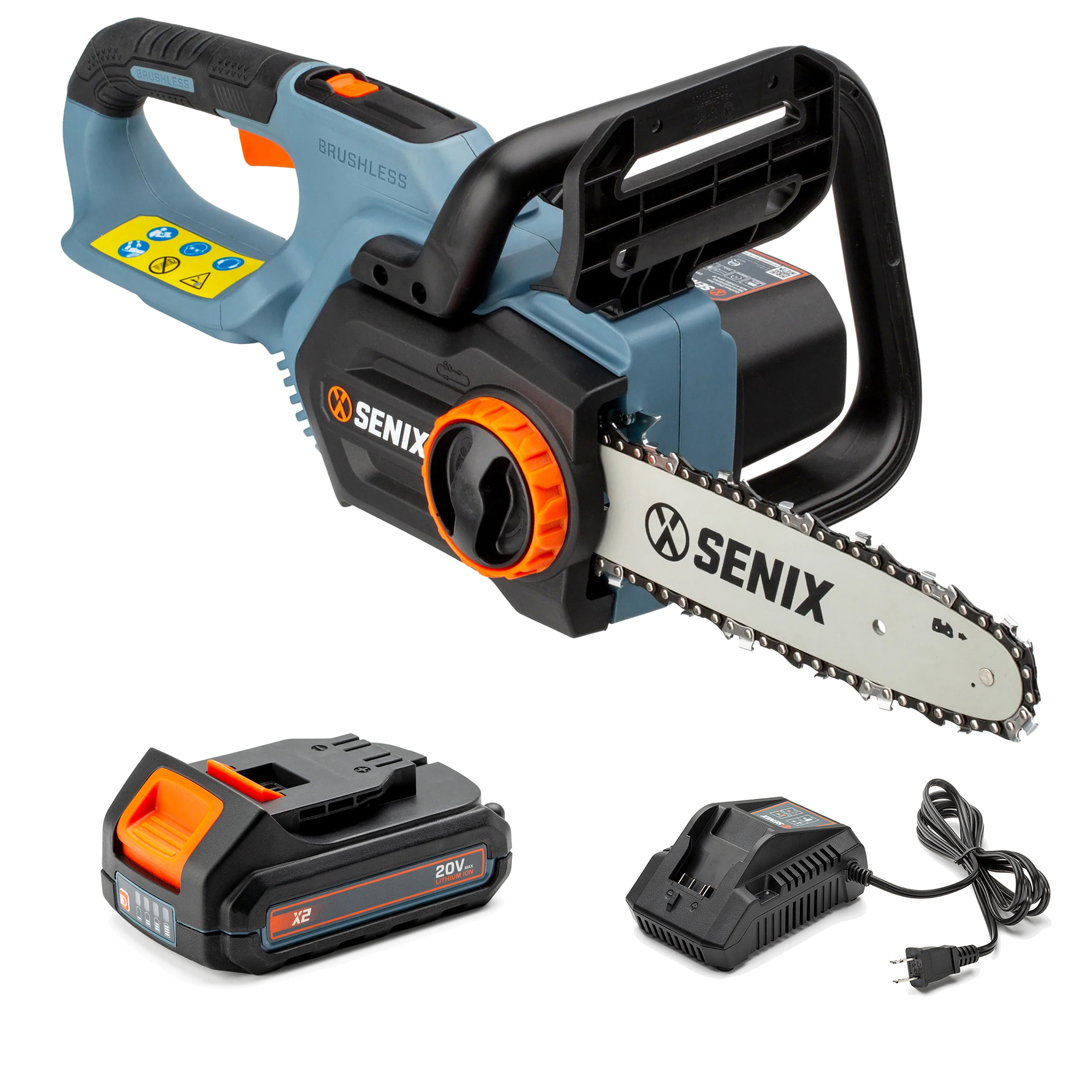 SENIX 10" 20V Max Cordless Brushless Chain Saw with Battery Pack