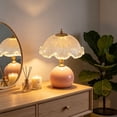 thumbnail image 4 of Vintage Scalloped Glass Shade Table Lamp Multi Color Round Base Warm Ambient Bedside Lamp for Bedroom Living Room Office Decor Holiday Housewarming Gift, 4 of 6