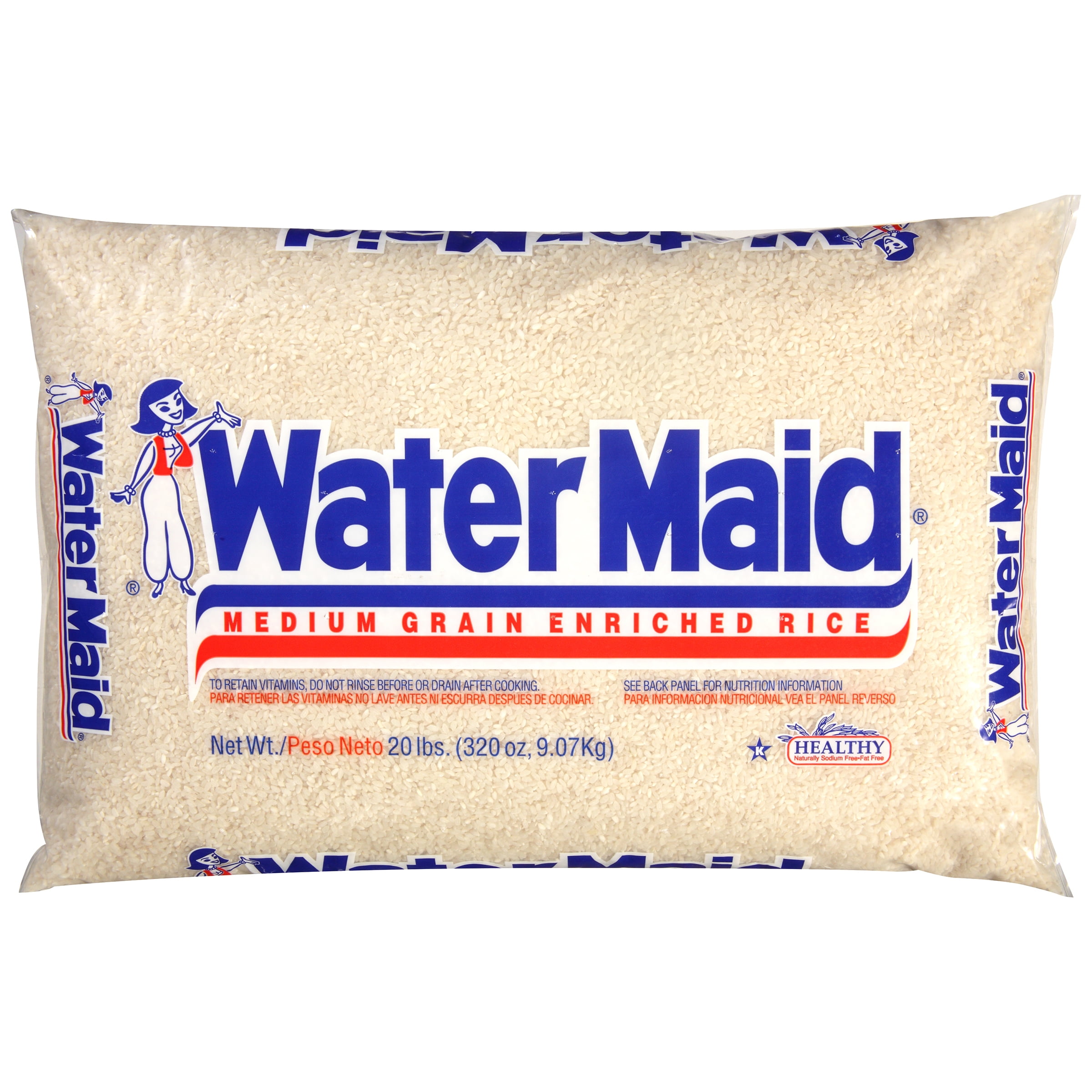 Water Maid® Enriched White Rice, Medium Grain Rice, 20 lb Bag