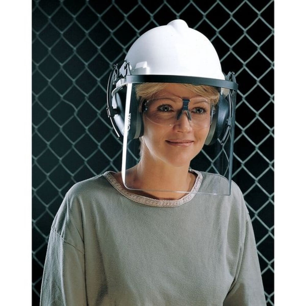 Faceshield Screen Visor, Black Visor, 8 in Height, Uncoated Lens, Black SV-15H