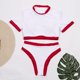 thumbnail image 3 of Gibobby Bañador de Bikini Traje de baño para mujer Color sólido Cintura separada Traje de baño expuesto(Blanco,M), 3 of 5